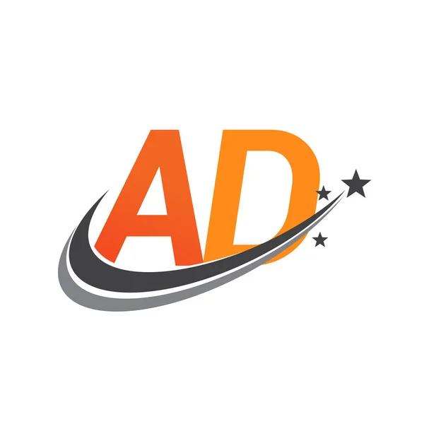 Letra Inicial Logotipo Nombre Empresa Color Naranja Gris Swoosh Diseño — Vector de stock