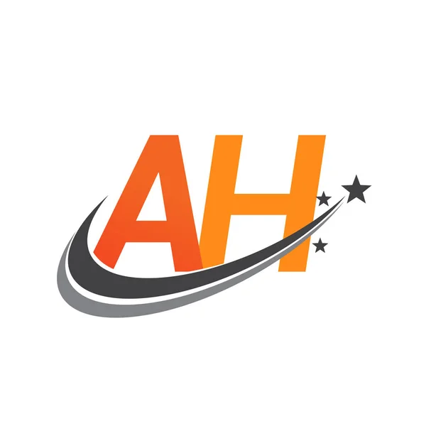最初的字母Ah标志类型公司的名称彩色橙色和灰色Swoosh星形设计 企业和公司标识的矢量标识 — 图库矢量图片