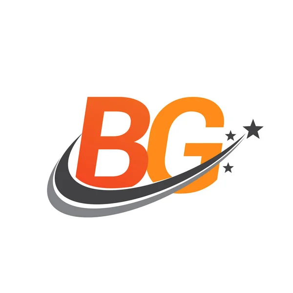 初期の文字Bgのロゴタイプ会社名色オレンジとグレーのスウッシュスターデザイン ビジネスと会社のアイデンティティのためのベクトルロゴ — ストックベクタ