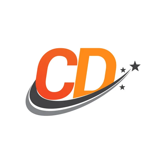 Första Bokstaven Logotyp Företagsnamn Färgad Orange Och Grå Swoosh Stjärna — Stock vektor