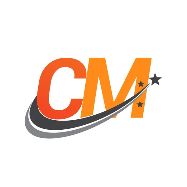 Počáteční Písmeno Logotyp Název Společnosti Barevné Oranžové Šedé Swoosh Hvězda — Stockový vektor