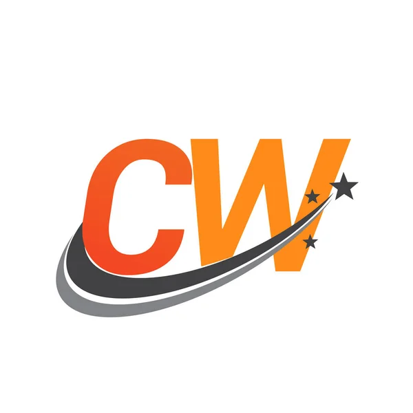 Początkowa Litera Logotyp Nazwa Firmy Kolorowe Pomarańczowy Szary Swoosh Wzór — Wektor stockowy