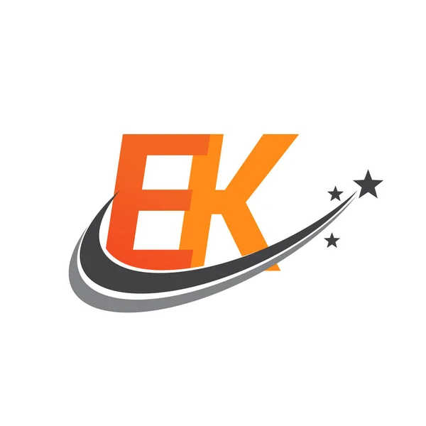 Начальная Буква Логотип Компании Название Цветной Оранжевый Серый Swoosh Звезды — стоковый вектор
