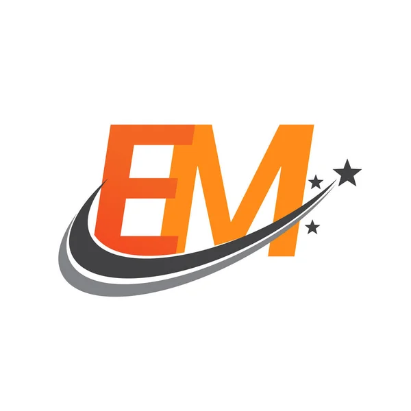 Lettre Initiale Logotype Nom Entreprise Couleur Orange Gris Swoosh Star — Image vectorielle