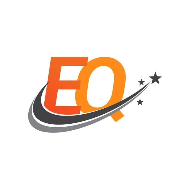 Начальная Буква Логотип Компании Название Цветной Оранжевый Серый Swoosh Звезды — стоковый вектор