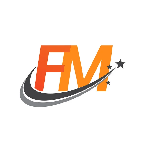 Harf Logotype Şirketinin Adı Renkli Turuncu Gri Swoosh Yıldız Tasarımı — Stok Vektör