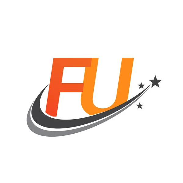 Beginletter Logotype Bedrijfsnaam Gekleurd Oranje Grijs Swoosh Ster Ontwerp Vectorlogo — Stockvector