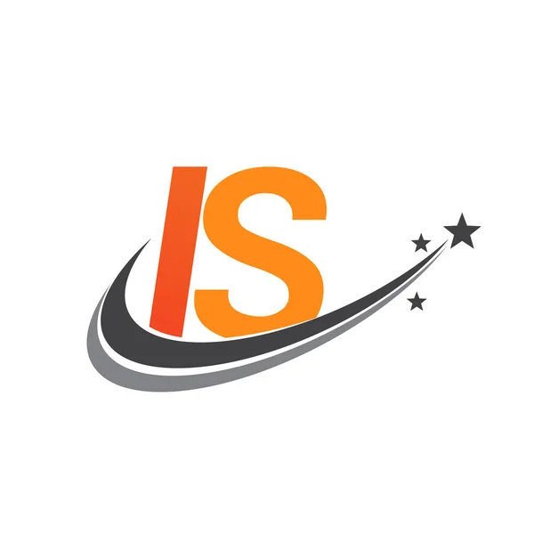 Lettre Initiale Logotype Nom Entreprise Couleur Orange Gris Swoosh Star — Image vectorielle