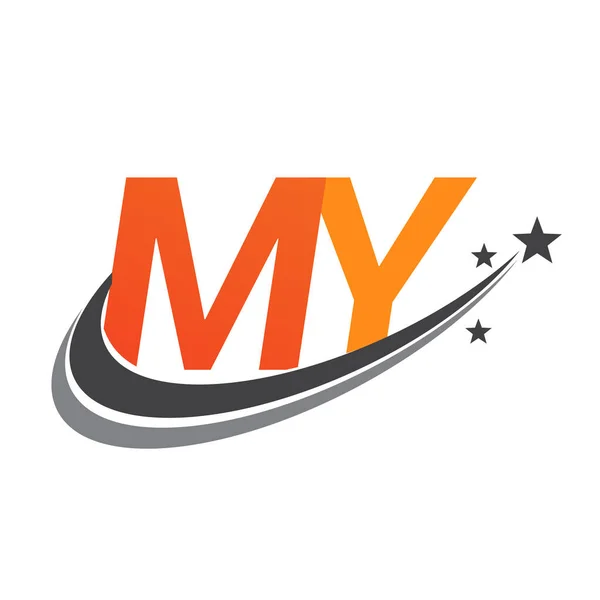Letra Inicial Logotipo Nombre Empresa Color Naranja Gris Swoosh Diseño — Vector de stock