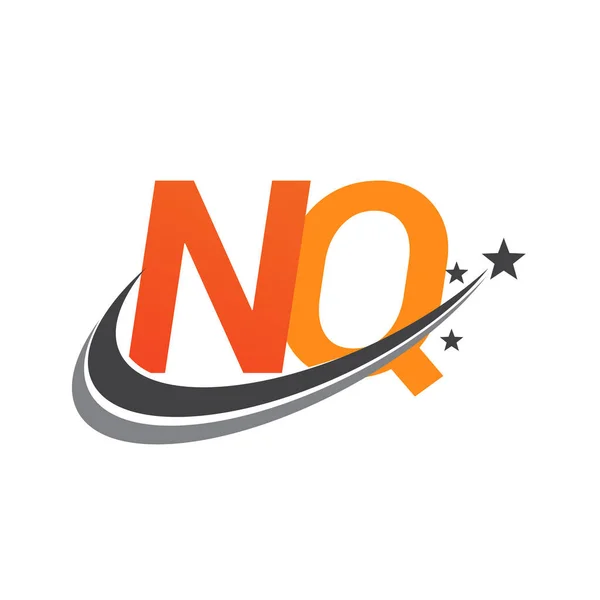 Lettre Initiale Logo Nom Entreprise Couleur Orange Gris Swoosh Star — Image vectorielle