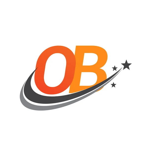 Początkowy List Logotyp Nazwa Firmy Kolorowe Pomarańczowy Szary Swoosh Wzór — Wektor stockowy