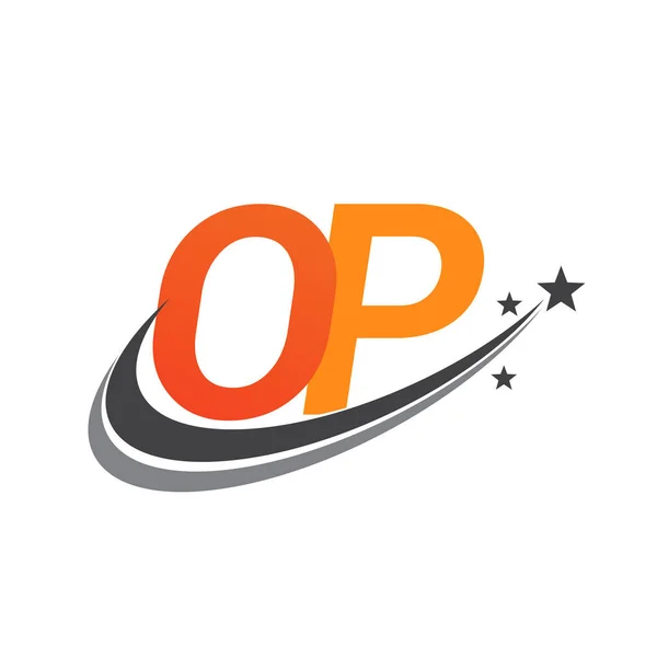 Alkuperäinen Kirjain Logotyyppi Yrityksen Nimi Värillinen Oranssi Harmaa Swoosh Tähti — vektorikuva