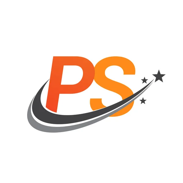 Počáteční Písmeno Logotyp Název Společnosti Barevné Oranžové Šedé Swoosh Hvězda — Stockový vektor