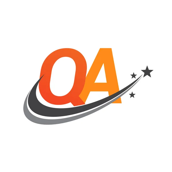 初始字母Qa标志公司名称彩色橙色和灰色Swoosh星形设计 企业和公司标识的矢量标识 — 图库矢量图片