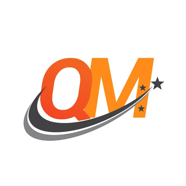 Initiële Letter Logotype Bedrijfsnaam Gekleurd Oranje Grijs Swoosh Ster Ontwerp — Stockvector