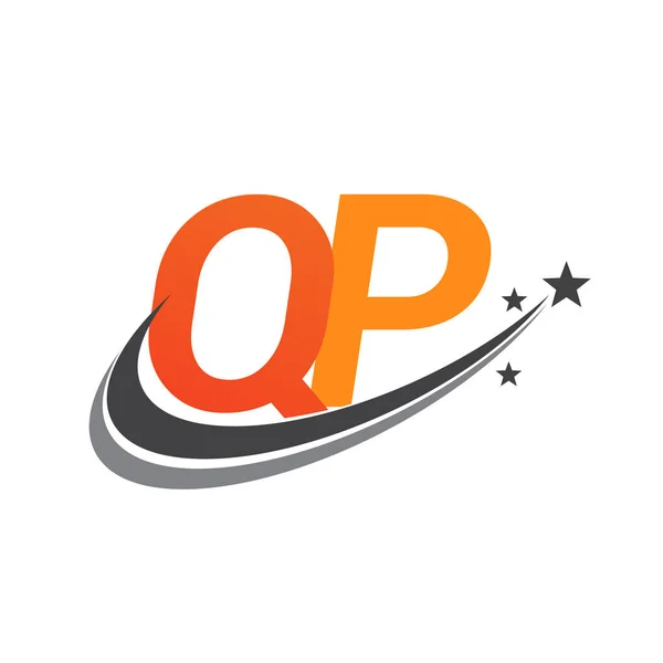 Lettera Iniziale Logotipo Nome Della Società Colore Arancione Grigio Swoosh — Vettoriale Stock