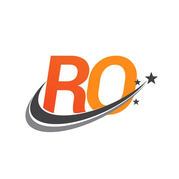 Initiële Letter Logotype Bedrijfsnaam Gekleurd Oranje Grijs Swoosh Ster Ontwerp — Stockvector