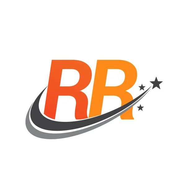 Lettera Iniziale Logotipo Nome Dell Azienda Colore Arancione Grigio Swoosh — Vettoriale Stock