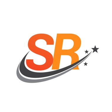 İlk harf SR logotype şirketi adı turuncu ve gri renkli Swoosh yıldız tasarımı. iş ve şirket kimliği için vektör logosu.