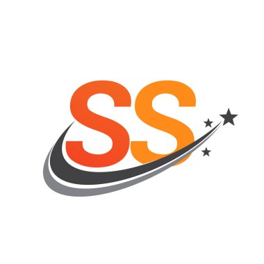 İlk harfi SS logotype şirketi. Renkli turuncu ve gri renkli Swoosh yıldız tasarımı. iş ve şirket kimliği için vektör logosu.