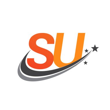 İlk harf SU logotype şirketi adı turuncu ve gri swoosh yıldız tasarımı. iş ve şirket kimliği için vektör logosu.