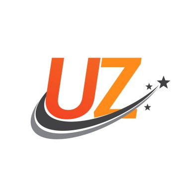 İlk harfi UZ logotype şirketi. Renkli turuncu ve gri renkli Swoosh yıldız tasarımı. iş ve şirket kimliği için vektör logosu.