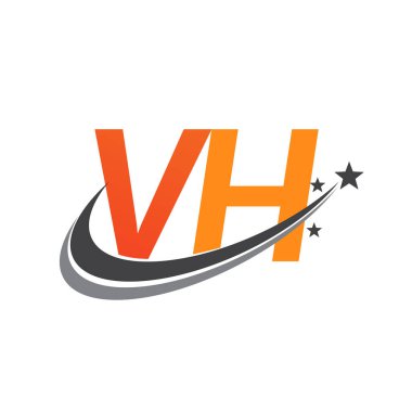 İlk harf VH logotype şirketi adı turuncu ve gri renkli swoosh yıldız tasarımı. iş ve şirket kimliği için vektör logosu.