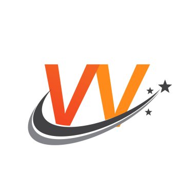 İlk harf VV logotype şirketi adı turuncu ve gri swoosh yıldız tasarımı. iş ve şirket kimliği için vektör logosu.