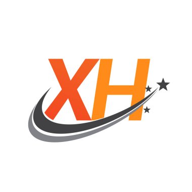 İlk harf XH logotype şirketi adı turuncu ve gri swoosh yıldız tasarımı. iş ve şirket kimliği için vektör logosu.
