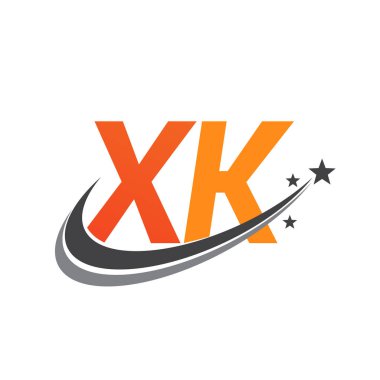 İlk harfi XK logotype şirketi. Renkli turuncu ve gri swoosh yıldız tasarımı. iş ve şirket kimliği için vektör logosu.