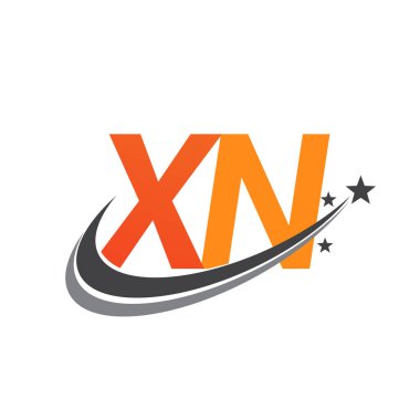 İlk harf XN logotype şirketi adı turuncu ve gri renkli swoosh yıldız tasarımı. iş ve şirket kimliği için vektör logosu.