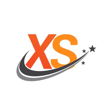 İlk harf XS logotype şirketi adı turuncu ve gri renkli swoosh yıldız tasarımı. iş ve şirket kimliği için vektör logosu.