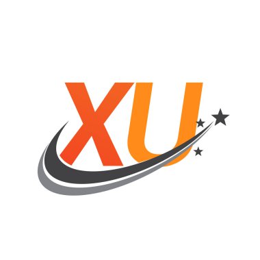 İlk harf XU logotype şirketi adı turuncu ve gri swoosh yıldız tasarımı. iş ve şirket kimliği için vektör logosu.