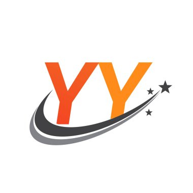 İlk harfi YY logotype şirketi. Renkli turuncu ve gri swoosh yıldız tasarımı. iş ve şirket kimliği için vektör logosu.