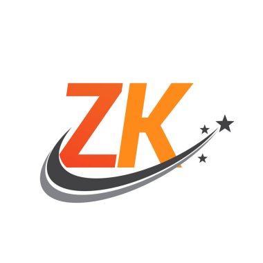 İlk harfi ZK logotype şirketi. Renkli turuncu ve gri swoosh yıldız tasarımı. iş ve şirket kimliği için vektör logosu.