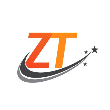 İlk harfi ZT logotype şirketi. Renkli turuncu ve gri swoosh yıldız tasarımı. iş ve şirket kimliği için vektör logosu.