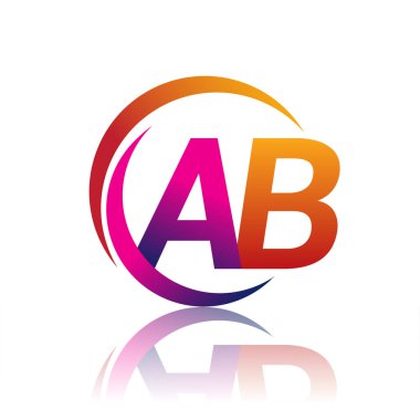 İlk harf AB logotype şirketi dairesel ve eflatun renkli turuncu ve mor renkte. iş ve şirket kimliği için vektör logosu.