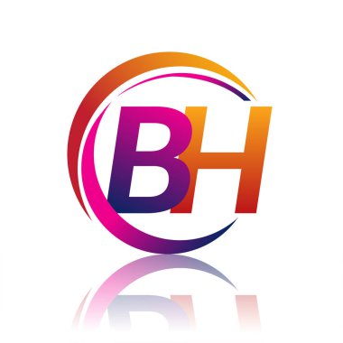 İlk harf BH logotype şirketi daire ve eflatun tasarımlı turuncu ve morumsu renk. iş ve şirket kimliği için vektör logosu.
