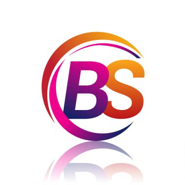 İlk harf BS logotype şirket adı turuncu ve morumsu renk daire ve swoosh tasarım. iş ve şirket kimliği için vektör logosu.