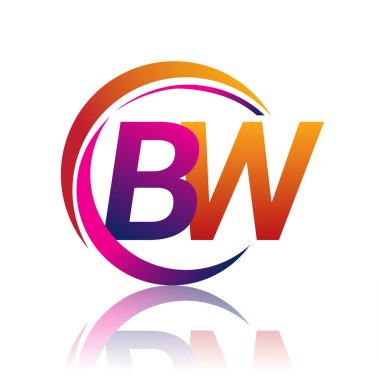 İlk harf BW logotype şirketinin dairesel ve eflatun rengi. iş ve şirket kimliği için vektör logosu.