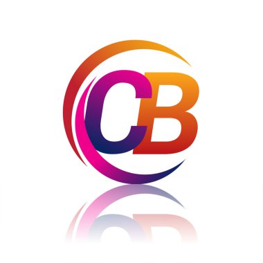 İlk harf CB logotype şirketi daire ve swoosh tasarımında turuncu ve morumsu renkte. iş ve şirket kimliği için vektör logosu.