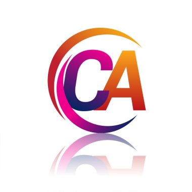 İlk harf CA logotype şirketi dairesel ve eflatun renkli turuncu ve mor renkte. iş ve şirket kimliği için vektör logosu.