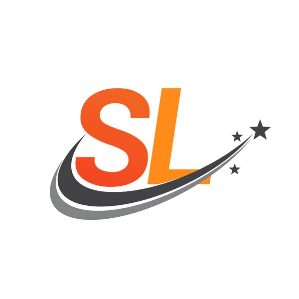 Harf Logotype Şirketi Adı Turuncu Gri Swoosh Yıldız Tasarımı Şirket — Stok Vektör