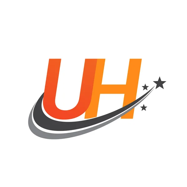 Harf Logotype Şirketinin Adı Renkli Turuncu Gri Swoosh Star Design — Stok Vektör