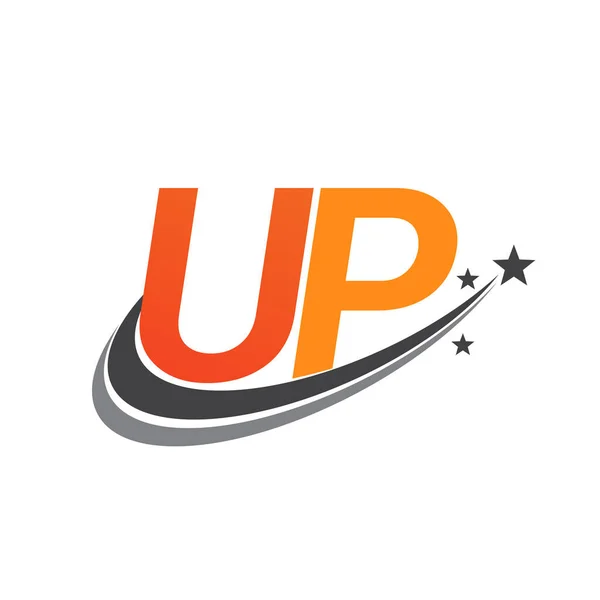 最初的字母Up标志类型公司的名称彩色橙色和灰色Swoosh星形设计 企业和公司标识的矢量标识 — 图库矢量图片