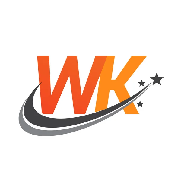 Anfangsbuchstabe Logo Firmenname Farbig Orange Und Grau Swoosh Stern Design — Stockvektor
