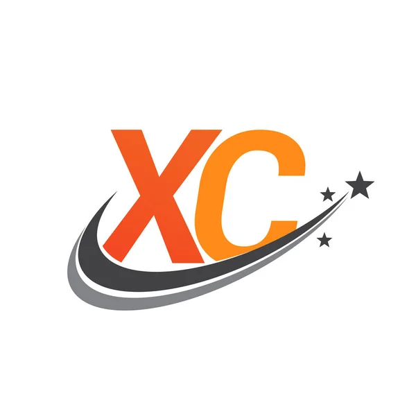Letra Inicial Del Logotipo Nombre Empresa Color Naranja Gris Swoosh — Vector de stock