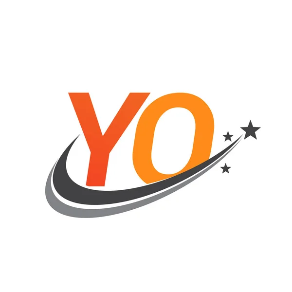 Początkowa Litera Logotyp Nazwa Firmy Kolorowe Pomarańczowy Szary Swoosh Wzór — Wektor stockowy