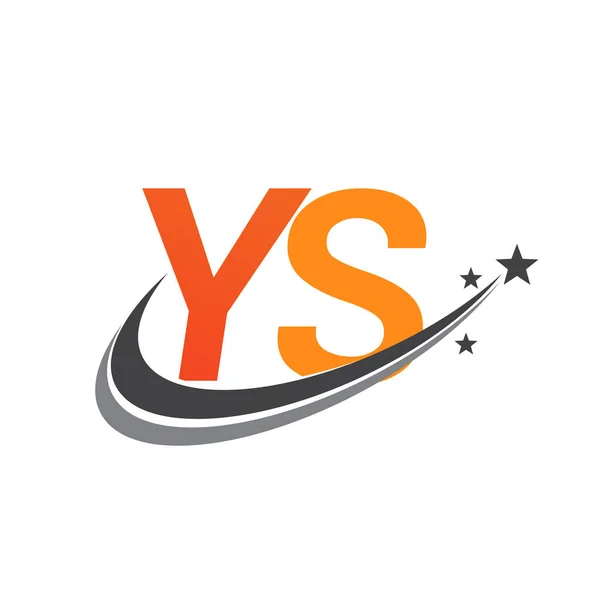 Första Bokstaven Logotyp Företagsnamn Färgad Orange Och Grå Swoosh Stjärna — Stock vektor