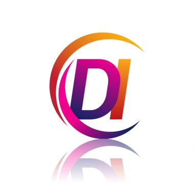 İlk harf DI logotype şirketi dairesel ve eflatun renkli turuncu ve mor renkte. iş ve şirket kimliği için vektör logosu.